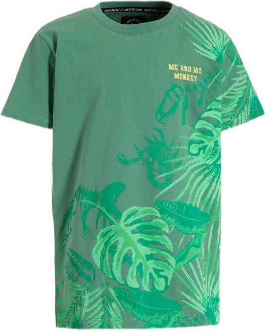 Me & My Monkey T-shirt Milton met printopdruk groen Jongens Katoen Ronde hals 152