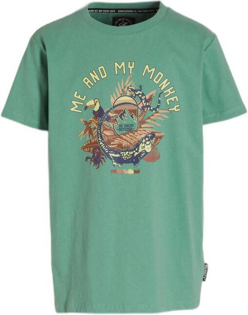 Me & My Monkey T-shirt Mink met printopdruk groen Jongens Katoen Ronde hals 104