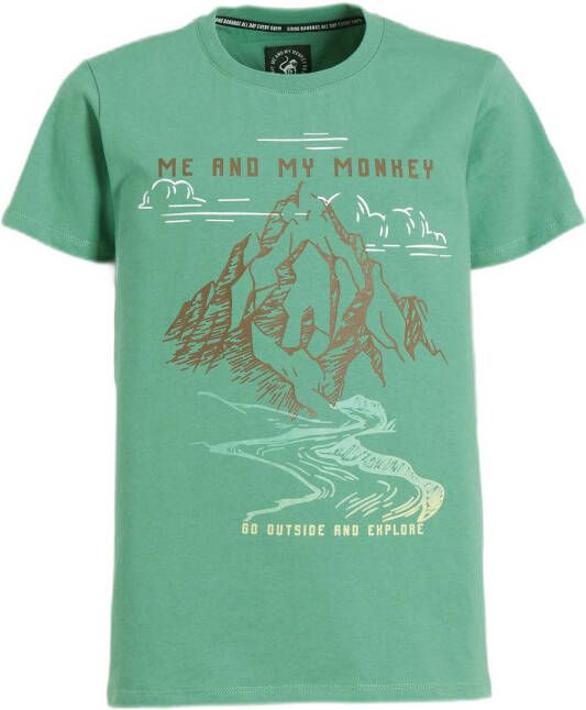 Me & My Monkey T-shirt Morris met printopdruk groen Jongens Katoen Ronde hals 104