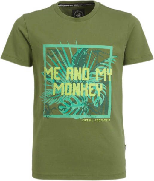Me & My Monkey T-shirt Morten met printopdruk groen Jongens Katoen Ronde hals 128