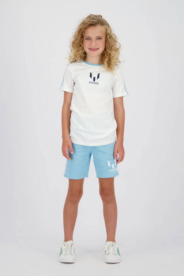 Messi T-shirt + korte broek lichtblauw wit