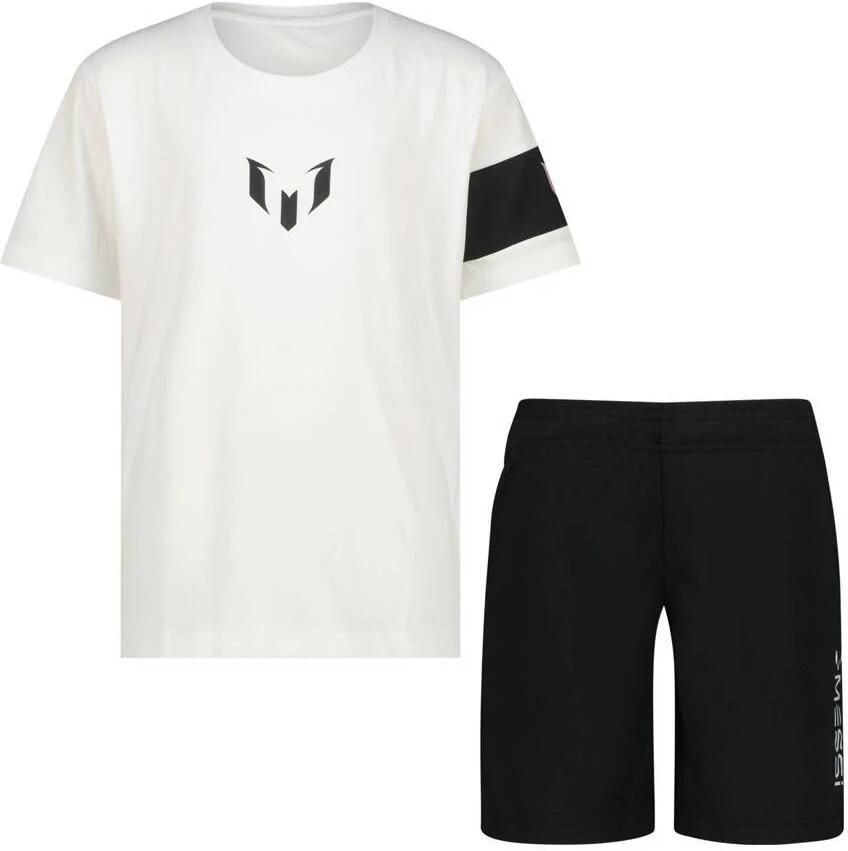 Messi T-shirt + korte broek wit zwart