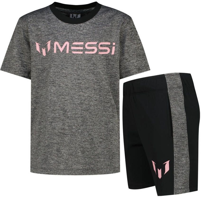 Messi T-shirt + korte broek zwart grijs