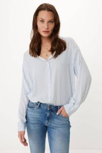 Mexx gestreepte blouse lichtblauw wit