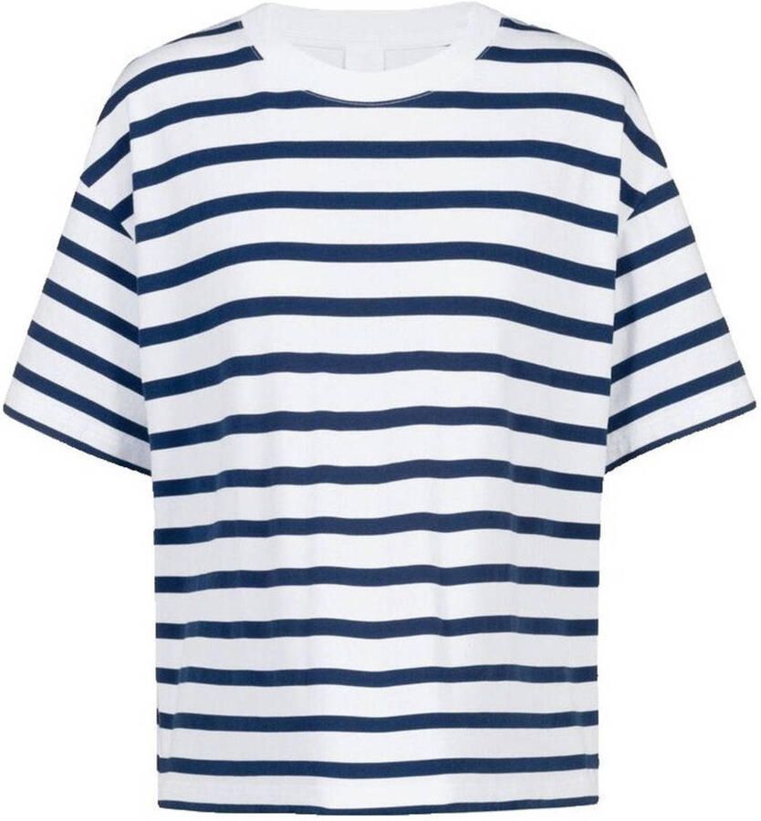 Mey pyjamatop Breezy Stripes wit donkerblauw