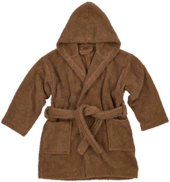 Meyco basic badstof badjas chocolate Bruin Katoen Capuchon 98 104