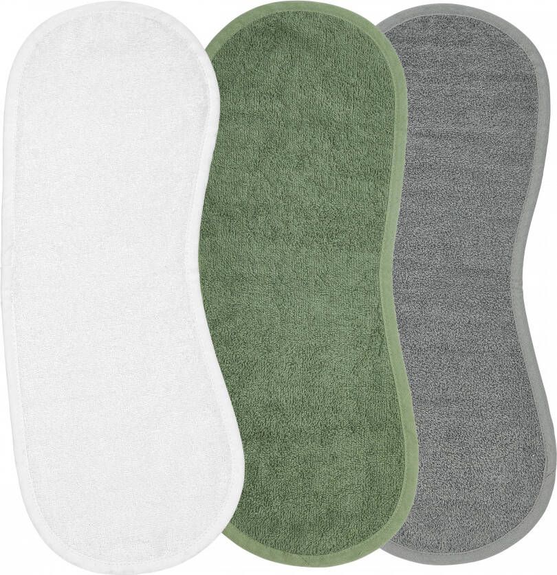 Meyco basic badstof spuugdoek schoudermodel set van 3 wit forest green grijs Mond- spuugdoekje Multi