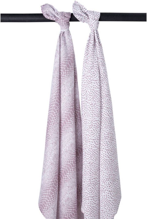 Meyco hydrofiele doek set van 2 Snake Cheetah 120x120 cm lilac Hydrofiele luiers Paars