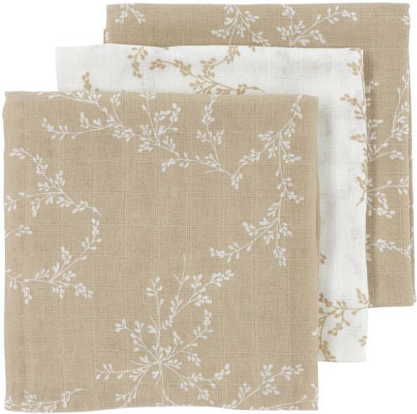 Meyco hydrofiele doek set van 3 70x70 cm Branches sand Hydrofiele luiers Beige