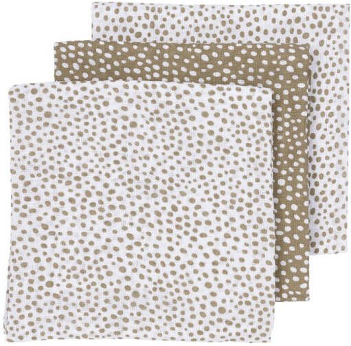 Meyco hydrofiele luier Cheetah 70x70 cm set van 3 taupe Hydrofiele luiers Bruin
