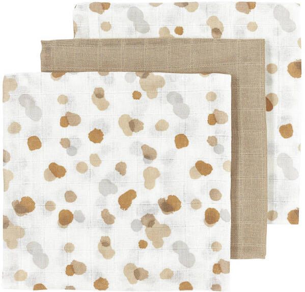 Meyco hydrofiele luier Dot Stripe set van 3 sand 70x70cm Hydrofiele luiers Beige