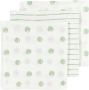 Meyco hydrofiele luier Dot Stripe set van 3 soft green 70x70cm Hydrofiele luiers Wit - Thumbnail 1