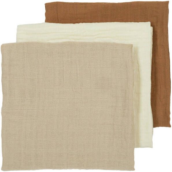 Meyco hydrofiele luier set van 3 Uni Offwhite Sand Toffee 70x70cm Hydrofiele luiers Ecru