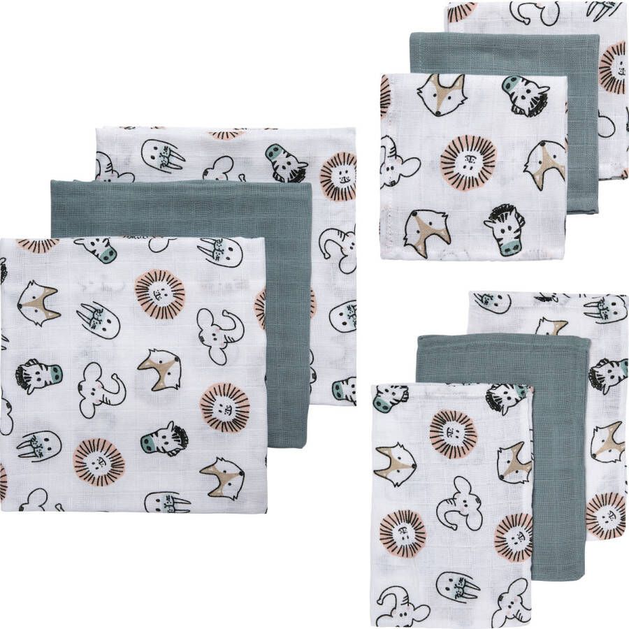 Meyco hydrofiele starterset Animal grijsgroen wit bruin (set van 3x3)