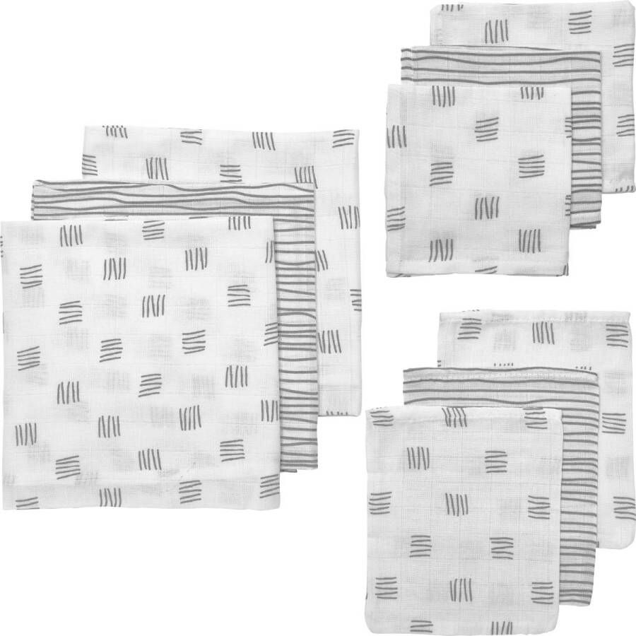 Meyco hydrofiele starterset Block stripe set van 3x3 grijs
