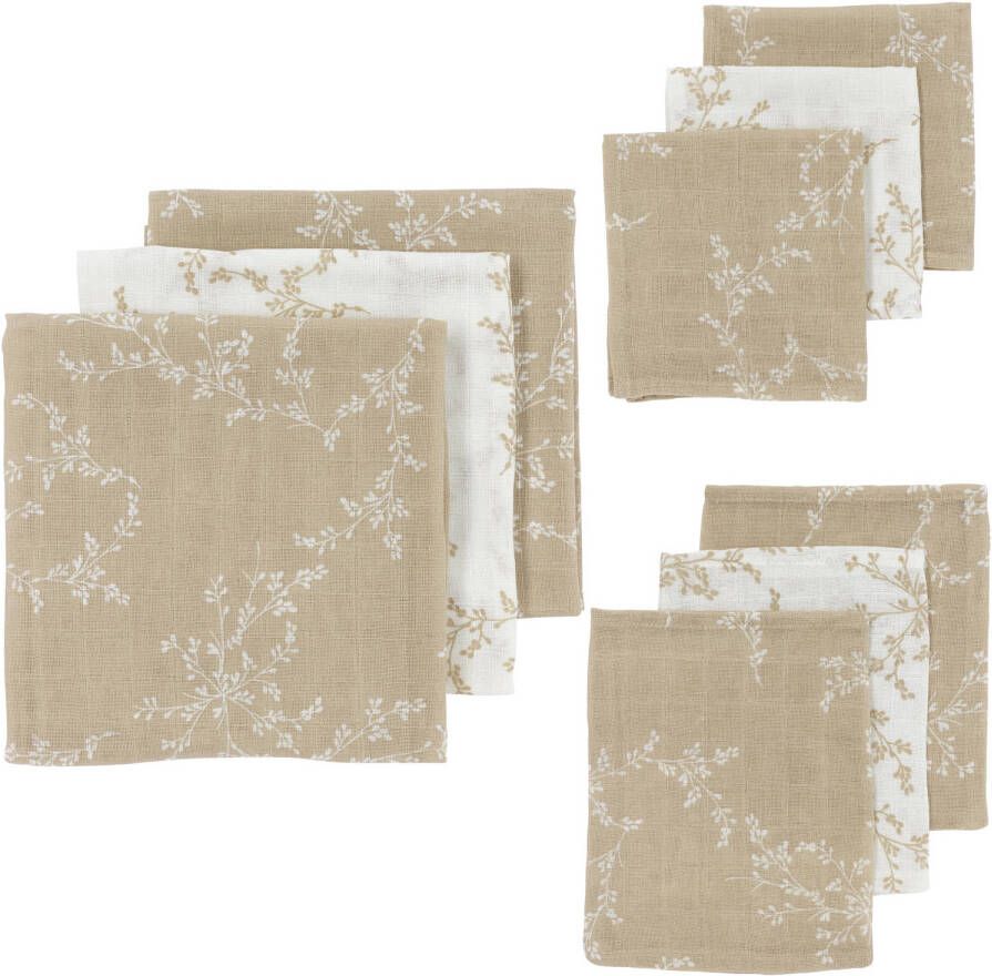 Meyco hydrofiele starterset set van 9 Branches sand Beige All over print