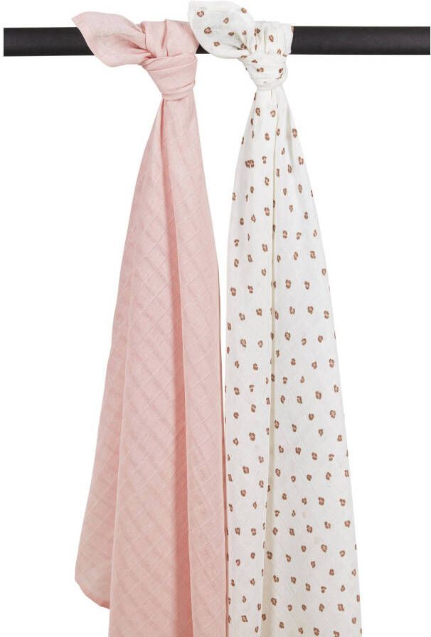 Meyco hydrofiele swaddle Mini Panther 120x120 cm set van 2 Soft Pink Roze