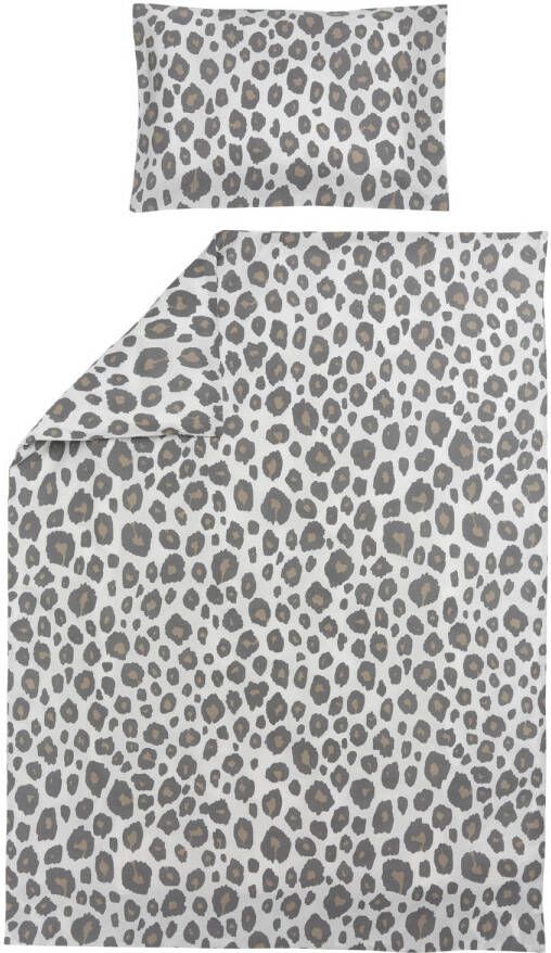 Meyco katoenen dekbedovertrek peuter (120x150 cm) Beige Panterprint