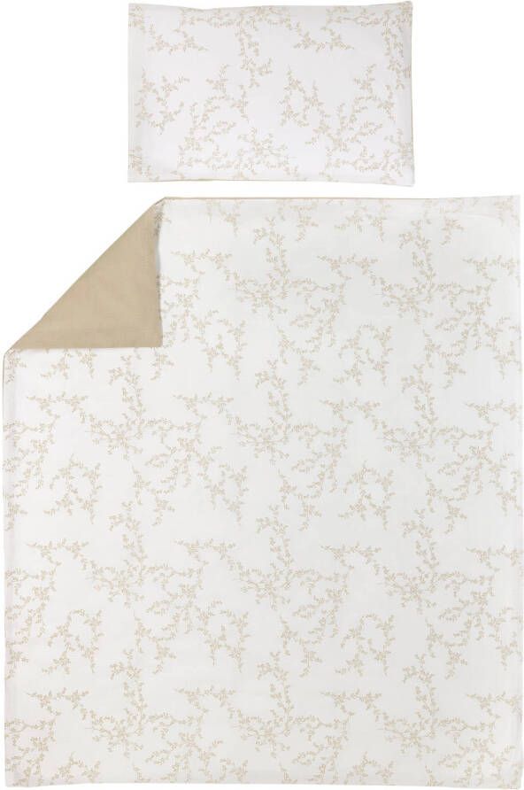 Meyco katoenen dekbedovertrek peuter (120x150 cm) Beige Blad