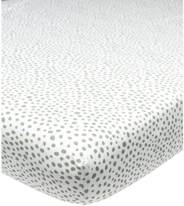 Meyco katoenen jersey hoeslaken 40x80 90 Cheetah forest green Groen
