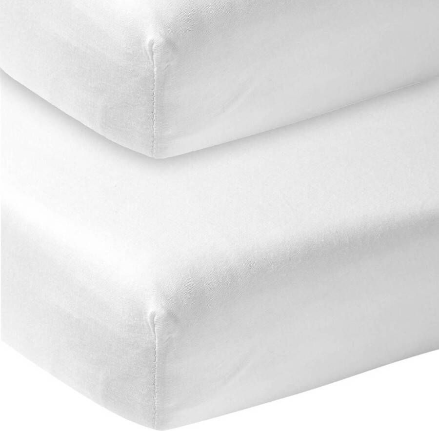 Meyco katoenen jersey hoeslaken co-sleeper 50x90 cm (set van 2) wit