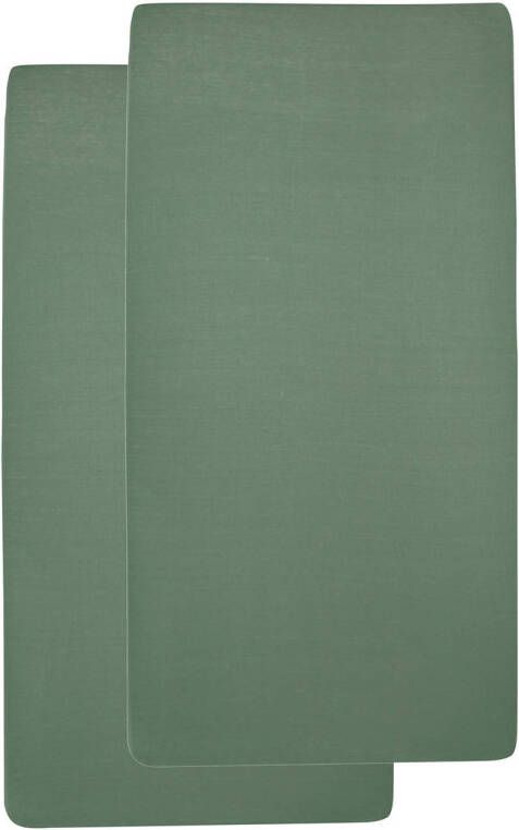 Meyco katoenen jersey hoeslaken junior bed 70x140 150 cm set van 2 forest green Groen