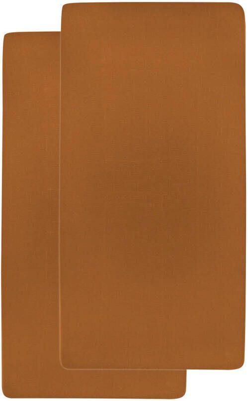 Meyco katoenen jersey hoeslaken ledikant 60x120 cm (set van 2) camel Bruin