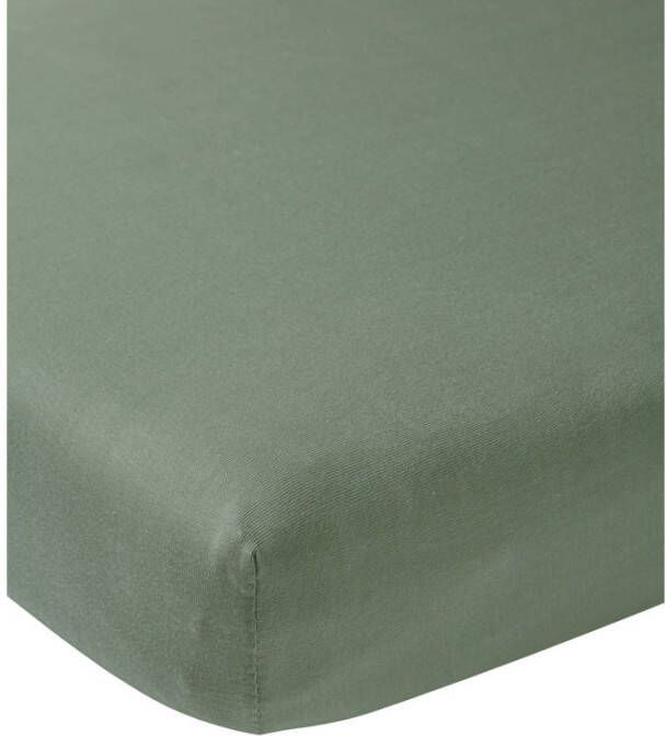 Meyco katoenen jersey hoeslaken wieg 50x90 cm forest green Groen