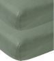 Meyco katoenen jersey hoeslaken wieg set van 2 50x90 forest green Groen - Thumbnail 1