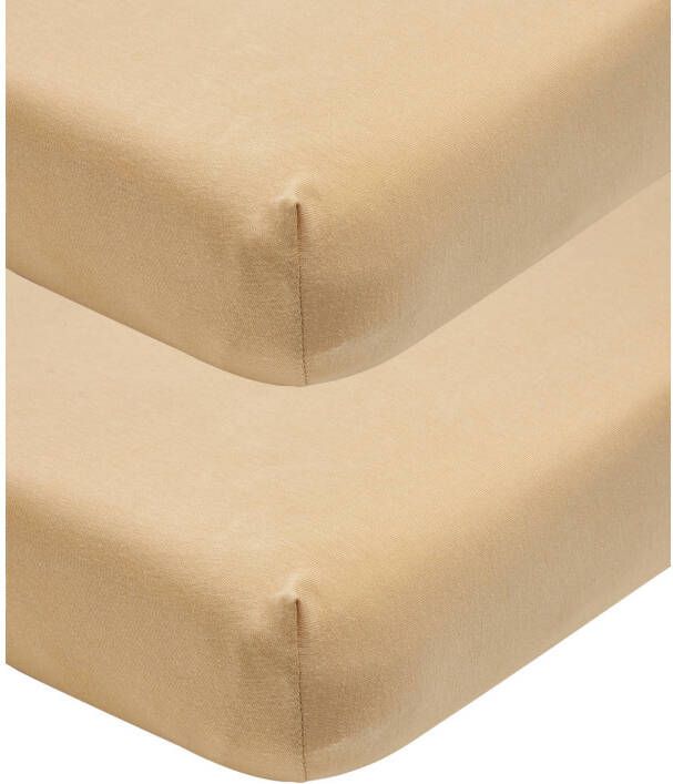 Meyco katoenen jersey peuterhoeslaken set van 2 70x140 150 cm warm sand Kinderhoeslaken Beige