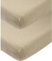 Meyco katoenen ledikant hoeslaken set van 2 60x120 cm taupe Bruin Effen - Thumbnail 1