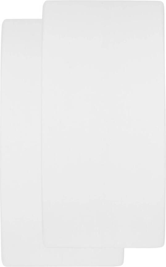 Meyco katoenen molton stretch wieg hoeslaken set van 2 50x90 wit Effen