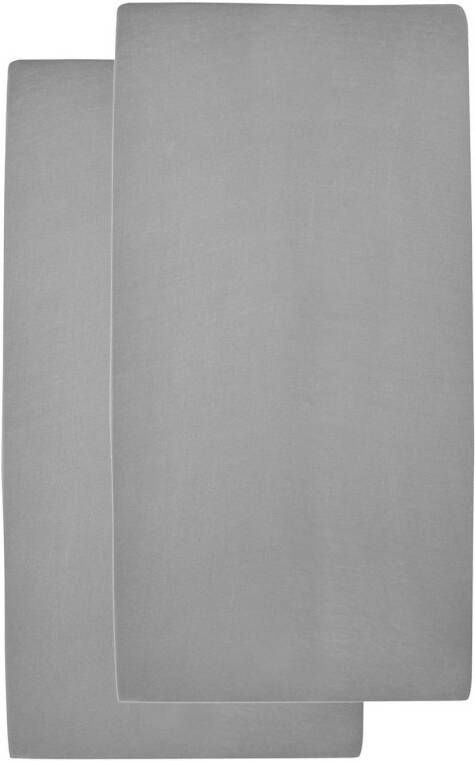 Meyco katoenen jersey hoeslaken peuterbed 70x140 150 cm set van 2 grijs