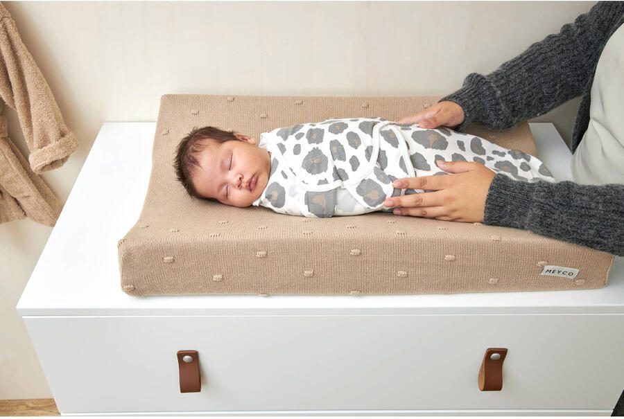 Meyco aankleedkussenhoes Mini Knots 50x70 cm Sand Bruin Stip - Foto 2
