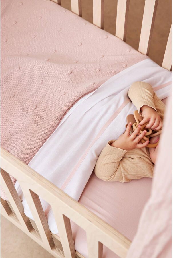 Meyco baby ledikantdeken Mini Knots 100x150 cm Soft Pink Babydeken Roze - Foto 3