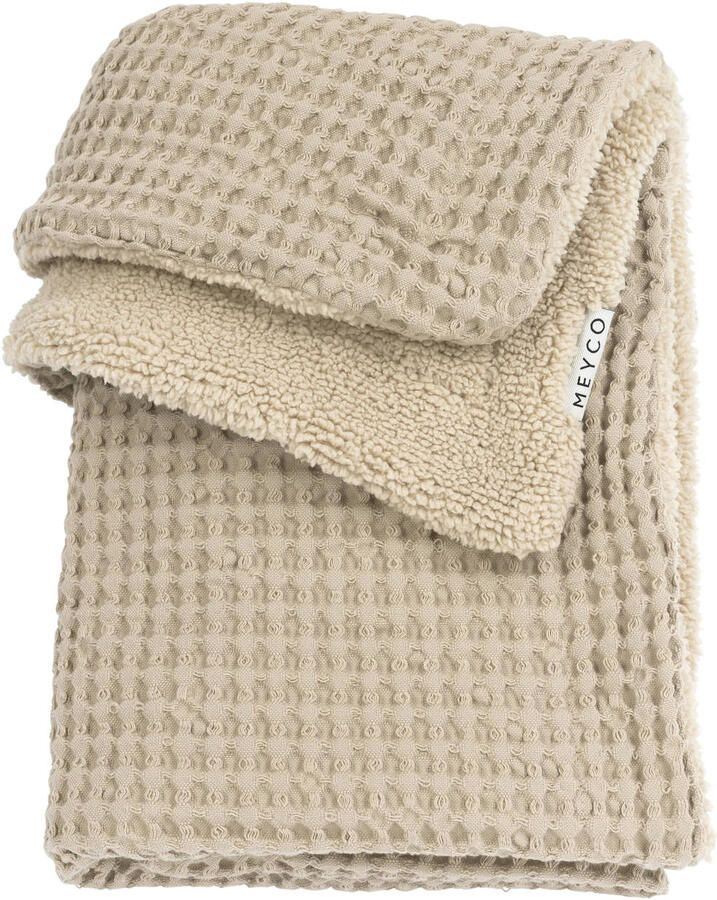 Meyco baby ledikantdeken wafel teddy sand Babydeken Beige Effen