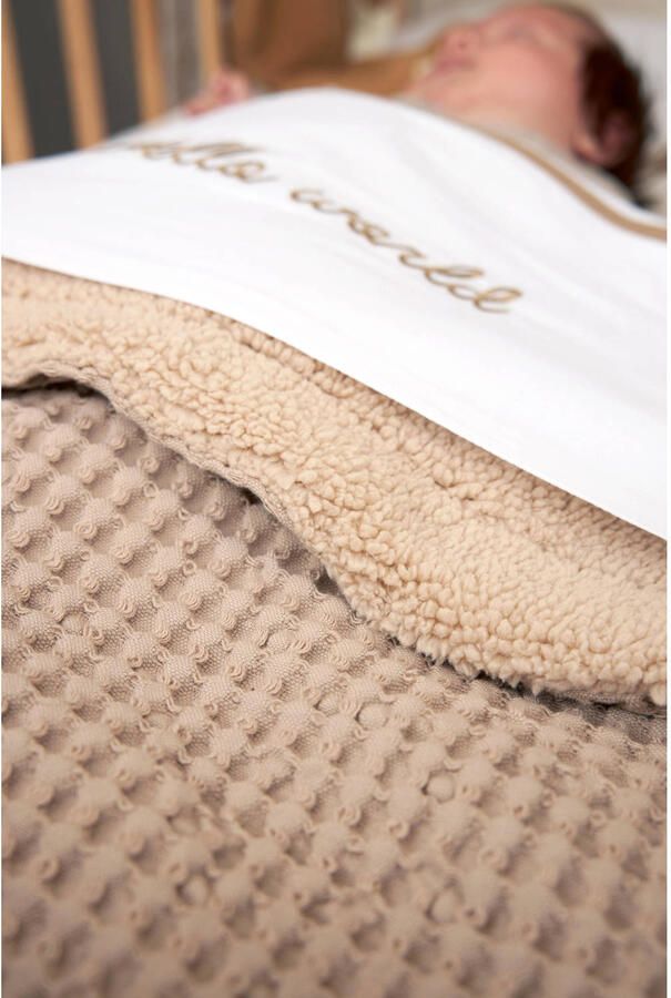 Meyco baby ledikantdeken wafel teddy sand Babydeken Beige Effen - Foto 3