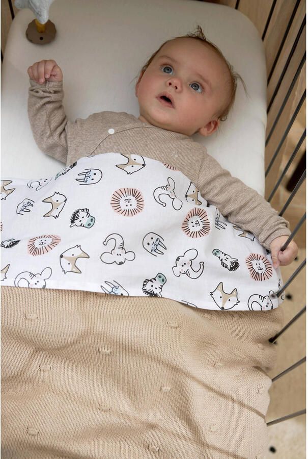 Meyco baby ledikantlaken Animal Uni set van 2 100x150 cm wit multi Babylaken - Foto 3