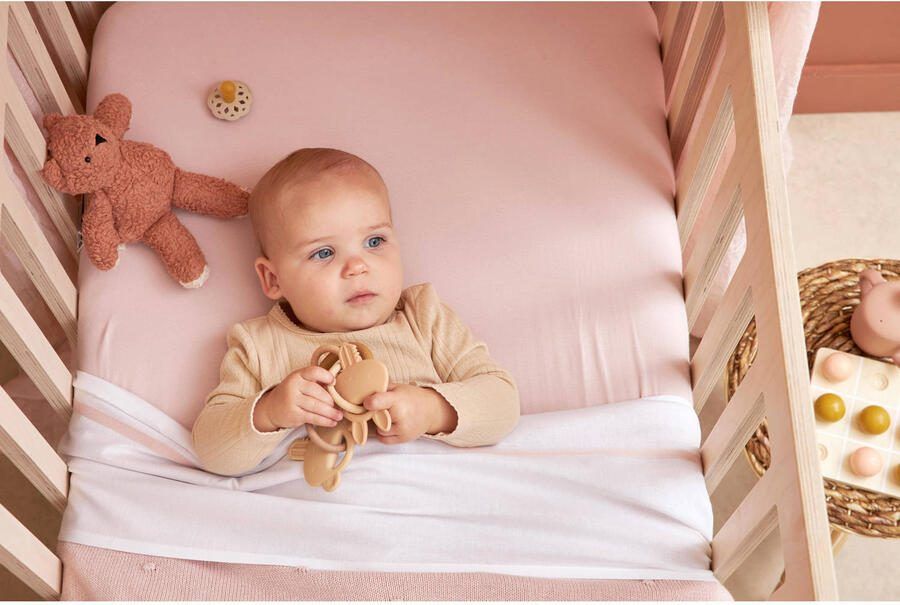 Meyco baby ledikantlaken Bies 100x150 cm Soft Pink Babylaken Wit Streep - Foto 2