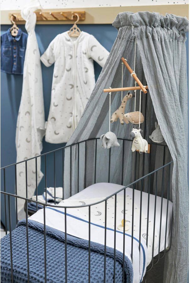 Meyco baby ledikantlaken Bies indigo Babylaken Wit Streep - Foto 3