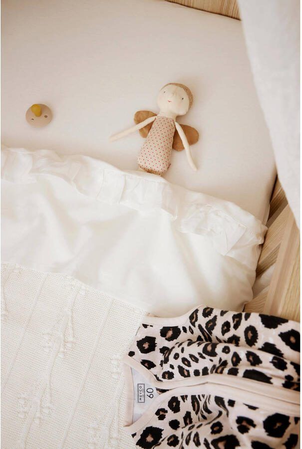 Meyco baby ledikantlaken Ruffle 100x150 Offwhite Babylaken Wit Effen - Foto 3