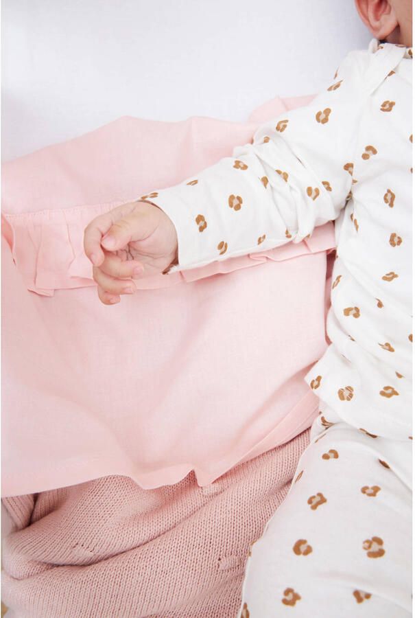 Meyco baby ledikantlaken Ruffle 100x150 Soft Pink Babylaken Roze Effen - Foto 3