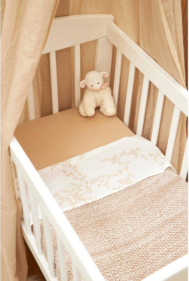 Meyco baby ledikantlaken set van 2 100x150 cm Branches sand Uni sand Babylaken Beige - Foto 3
