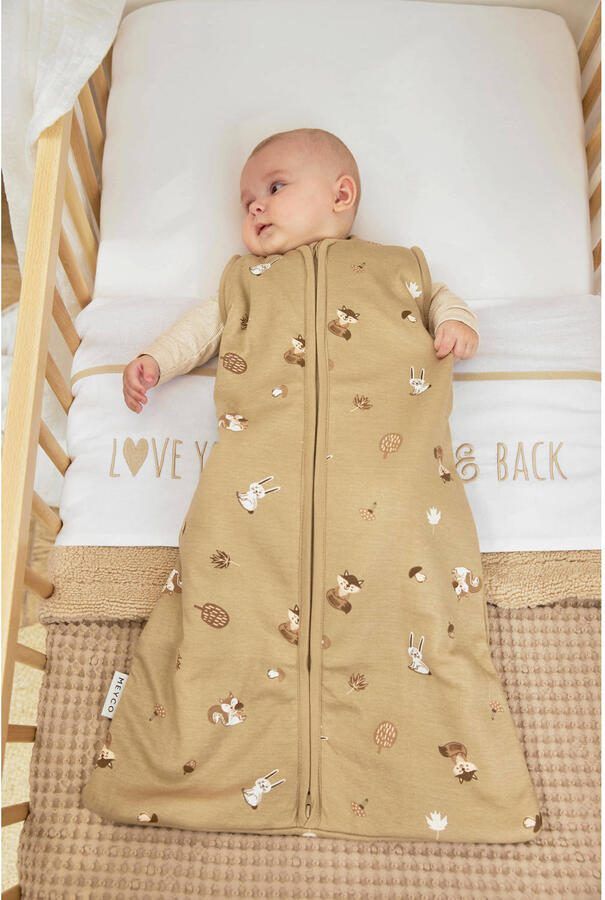 Meyco baby slaapzak met afritsbare mouwen Forest Animals sand Babyslaapzak Beige 110 - Foto 3