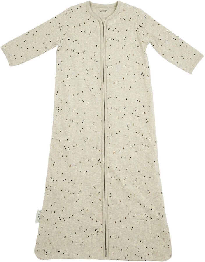 Meyco baby slaapzak Rib Mini Spot sand melange Babyslaapzak Beige Stip 110