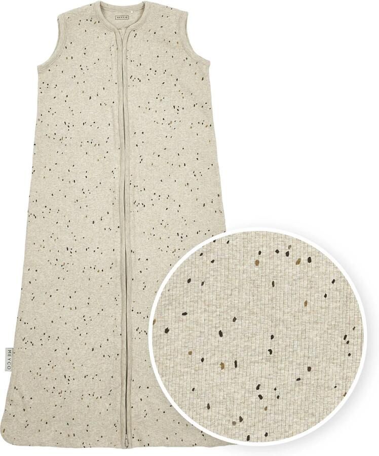Meyco baby slaapzak Rib Mini Spot sand melange Babyslaapzak Beige Stip 110