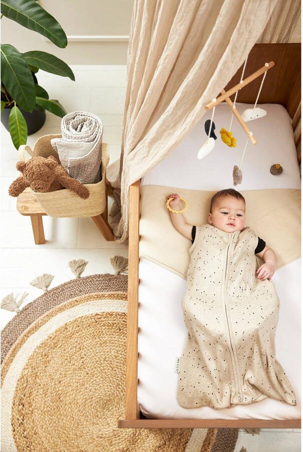 Meyco baby slaapzak Rib Mini Spot sand melange Babyslaapzak Beige Stip 110 - Foto 2