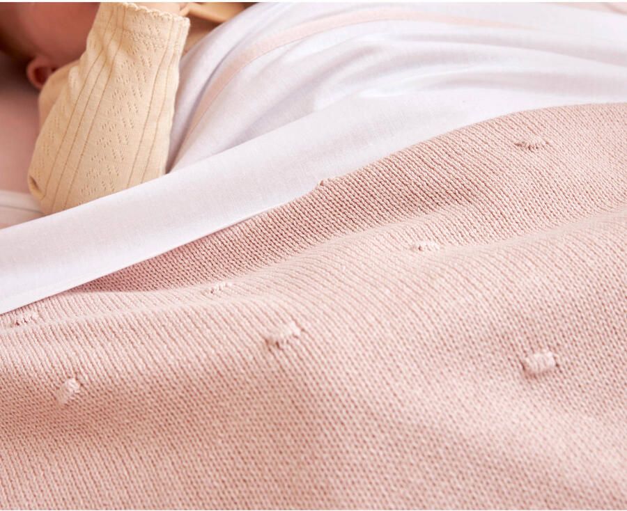 Meyco baby wiegdeken Mini Knots 75x100 cm Soft Pink Babydeken Roze Stip