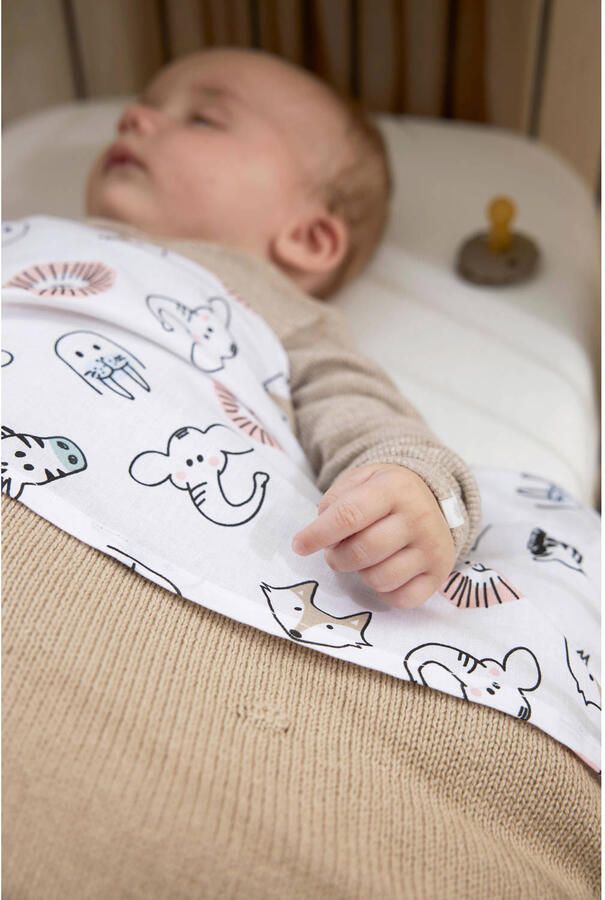 Meyco baby wieglaken Animal Uni set van 2 75x100c m wit multi Babylaken - Foto 3