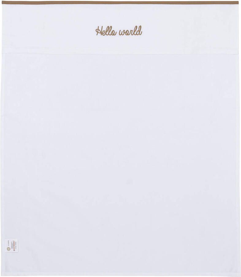 Meyco baby wieglaken 'Baby Hello World' taupe Babylaken Wit Tekst